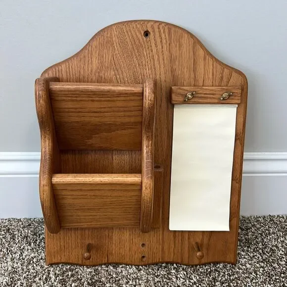 Vintage Rustic Mailbox Wall Hanging Letter Organizer Handmade Hook Holder - Picture 2 of 11